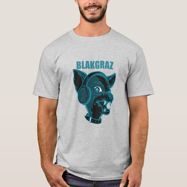 Blakgraz Lucy le chien avec casque T-shirt (Devant)