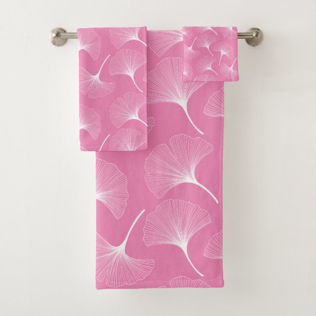 Blanc abstrait délicat motif feuille sur rose (En situation)