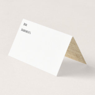Blanc avec Burlap Image Inside Recette Cartes de t