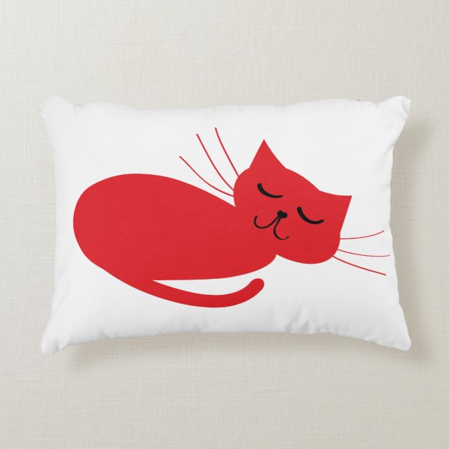 Blanc avec Coussin d'accentuation de chat rouge (Devant)