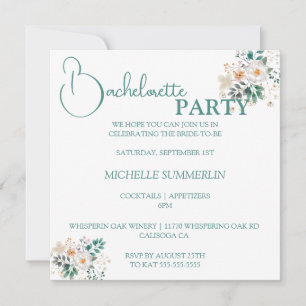 Blanc avec fleurs Bachelorette Party Invitation