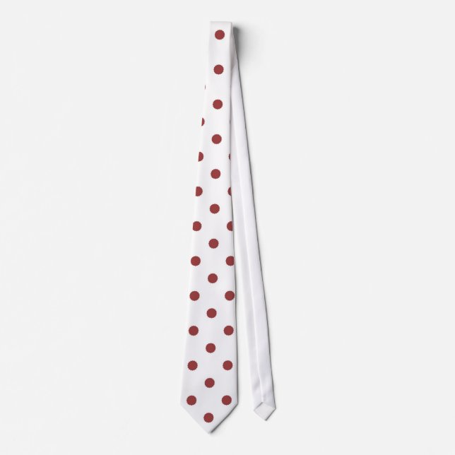 Blanc avec points rouges (Noël 1) Cravate masculin (Devant)