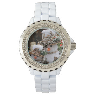 Blanc avec strass Noël Montre Snowman