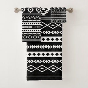 Blanc aztèque sur Motif de motifs noirs mélangé