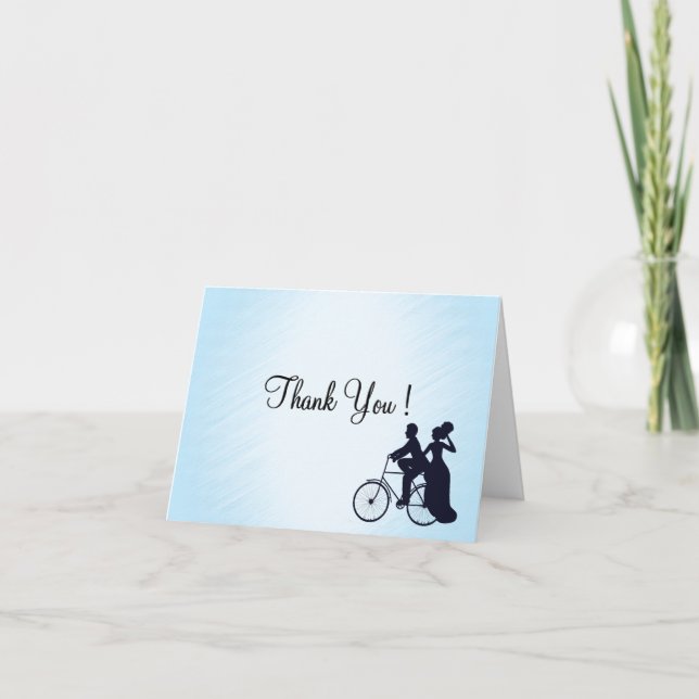 Blanc bleu de Merci de mariage de bicyclette à (Devant)