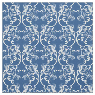 Blanc Bleu Parisien Damas motif tissu