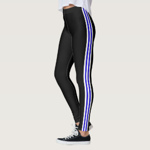 Blanc Bleu Side Grille noir Leggings Choisir la co