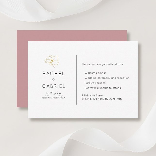 Blanc & Blush | Chic Floral Minimal Mariage RSVP (Créateur téléchargé)
