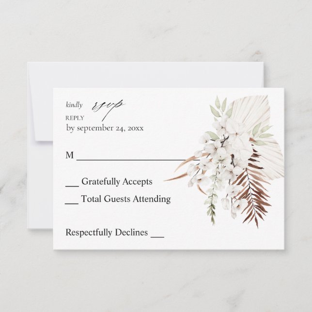 Blanc Boho Floral sans RSVP 2 repas (Devant)