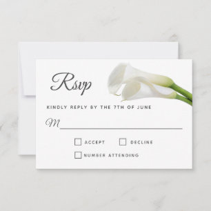 Blanc Calla Lilies Mariage Floral RSVP