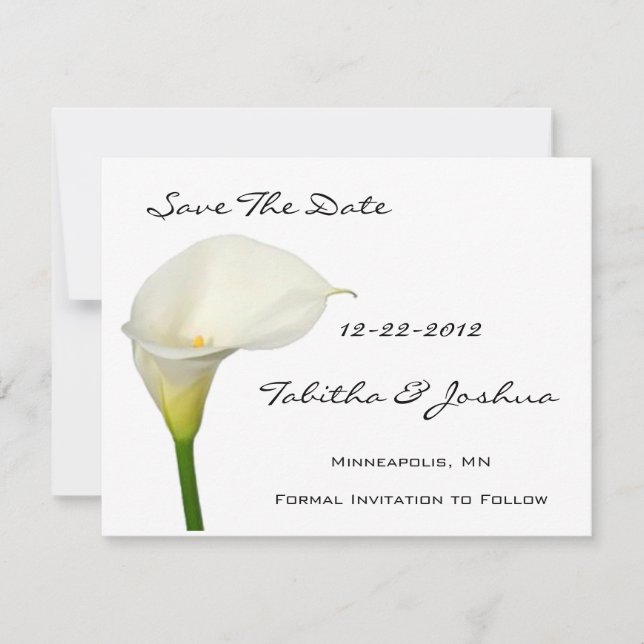 Blanc Calla Lily Enregistrer Les Cartes De Date (Devant)