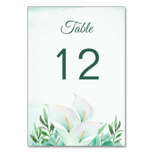 Blanc Calla Lily Floral Tableau Numéro Cartes