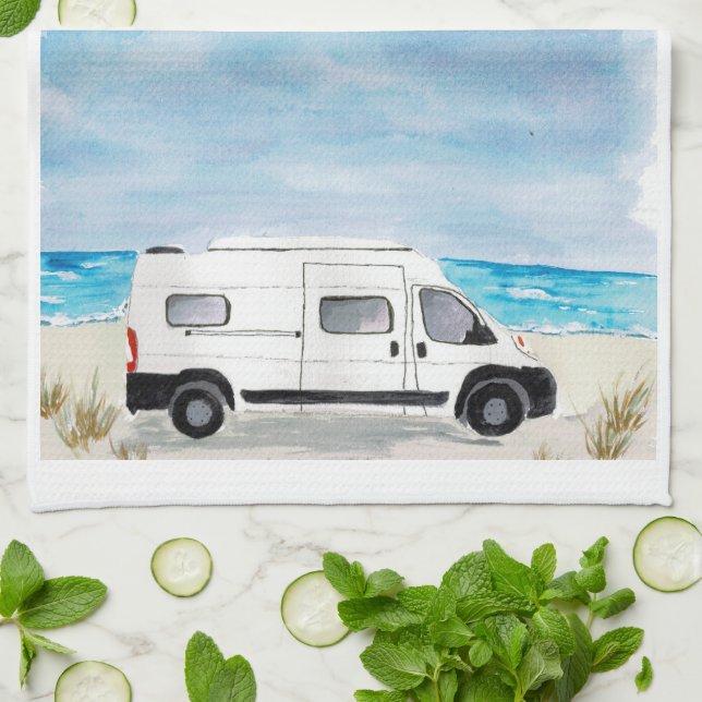 Blanc Camper Van Cuisine Serviette RV Thème (Plié)