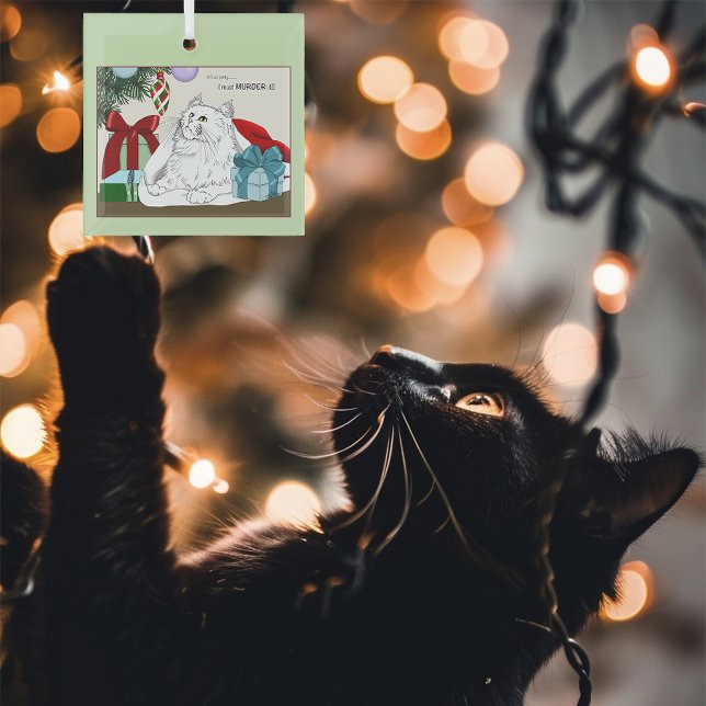 Blanc Chat Noël Ornements drôle (Créateur téléchargé)