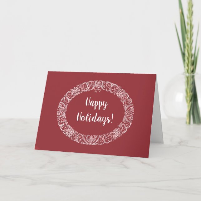 Blanc chic de carte de guirlande de Noël sur (Devant)