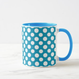 Blanc chic sur Jumbo bleu Pois Ringer Mug