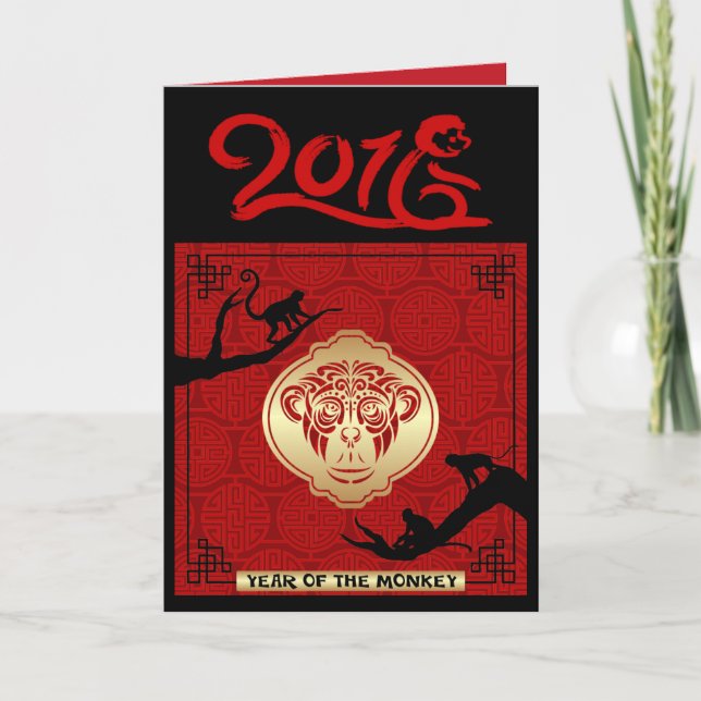 Blanc chinois de carte de singe de la nouvelle (Devant)