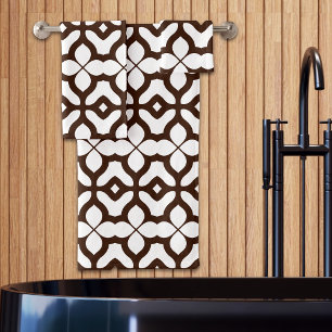 Blanc crémeux et Brown Marocain Boho Chic Motif