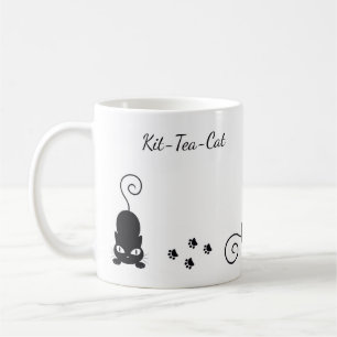 Blanc de chat de thé de kit tasse blanche