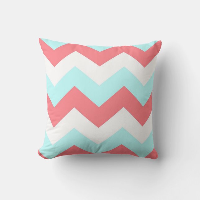 Blanc de corail d'aqua de chevron de coussin (Recto)