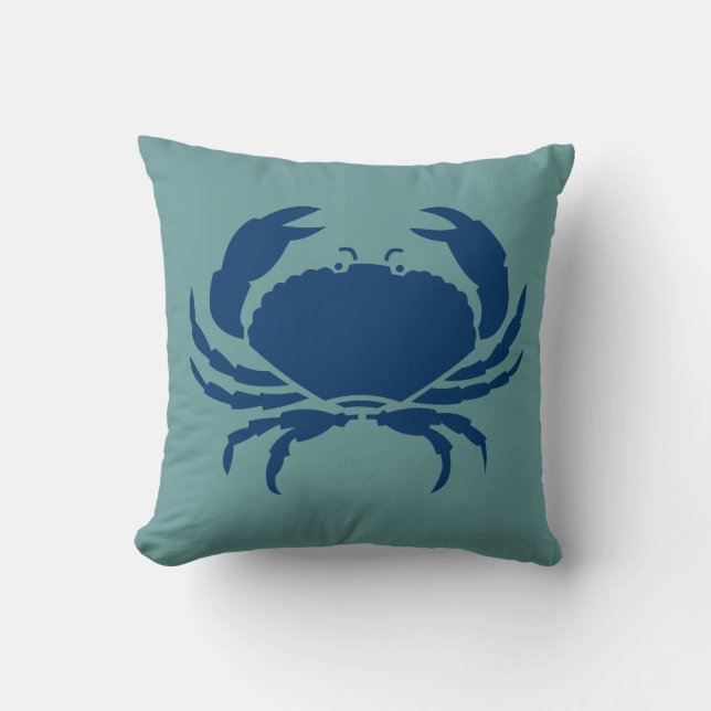 BLANC DE CRABE sur coussin bleu turquoise foncé (Recto)