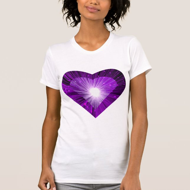 Blanc de dames de T-shirt de "coeur" de Purple (Devant)