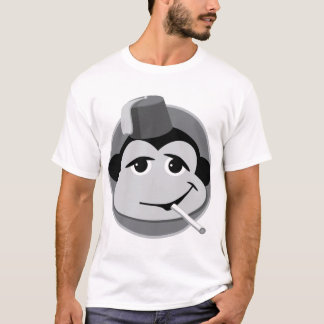 Blanc de tabagisme de T-shirt de singe