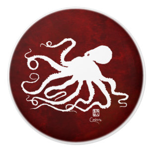 Blanc du poulpe 6 sur R rouge - bouton