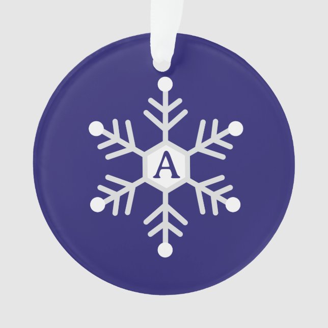 Blanc et argent flocon de neige Noël initiale Bleu (devant)