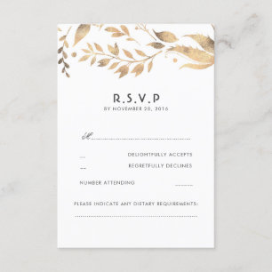 Blanc et feuille d'or épousant RSVP