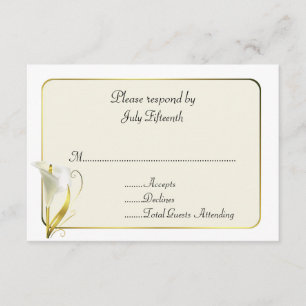 Blanc et ivoire avec Calla Lily Wedding Carte RSVP