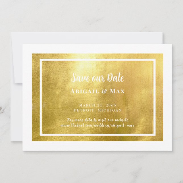 Blanc et or métallisé Glam Save The Date (Devant)