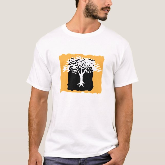 Blanc et T-shirt de la Réunion d'arbre d'or (Devant)