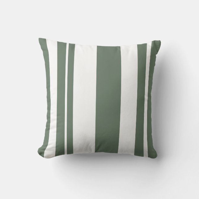 Blanc et vert Sage Jeu rayé oreiller (Recto)