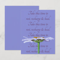 Blanc Fleur Bleu Vieux Mauve Carte Get-Well