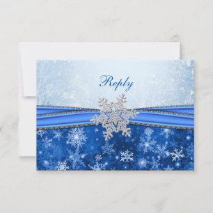 Blanc, flocons de neige argentés et bleus RSVP