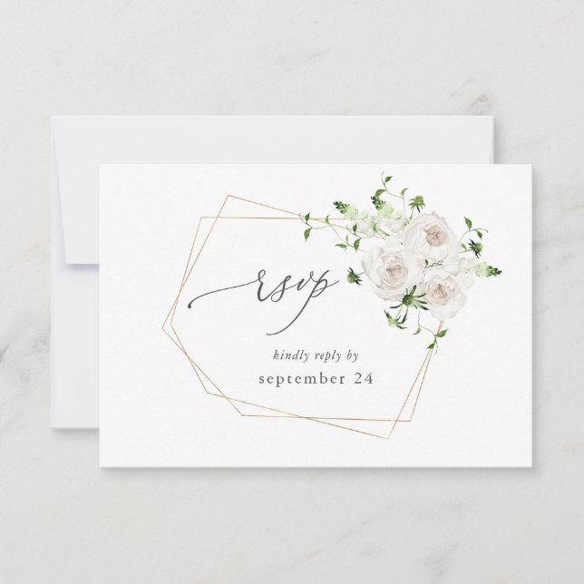 Blanc Floral avec RSVP de repas (Devant)