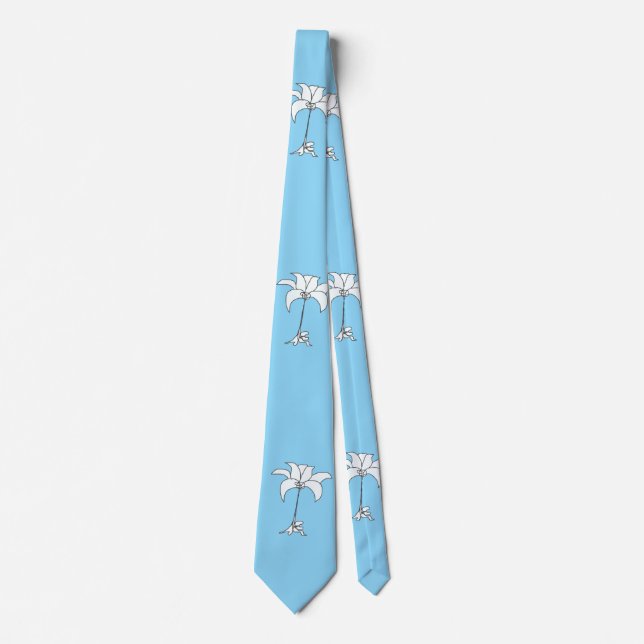 Blanc Floral Bleu Cravate tropical (Devant)