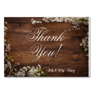 Blanc Floral Bois Texture Mariage Cartes Thankyou