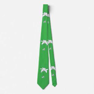Blanc floral citron vert Cravate tropical