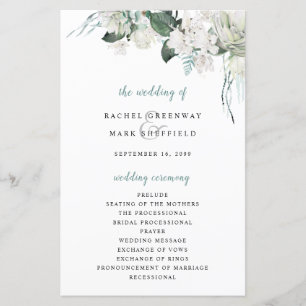 Blanc Floral Dusty Blue Sage Green Wedding Program