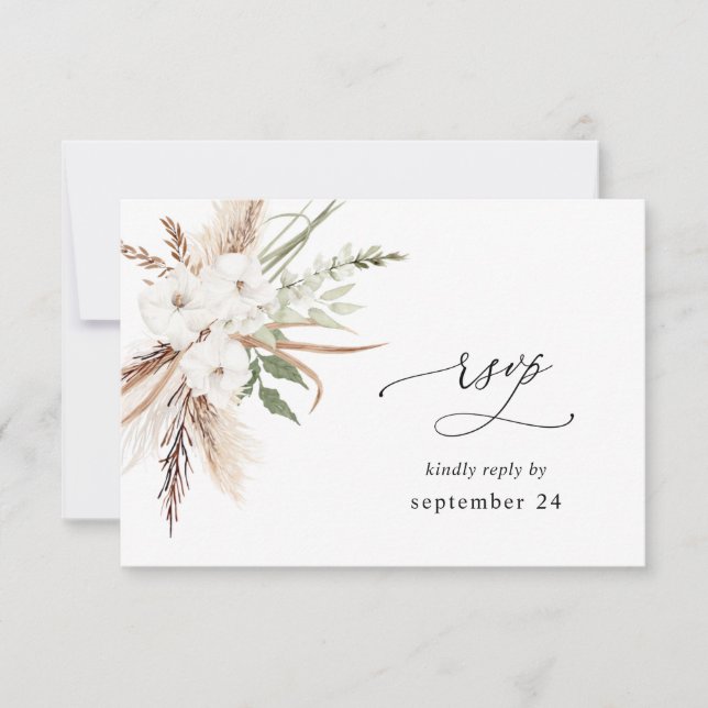 Blanc Floral Été Boho avec RSVP de repas 2 (Devant)