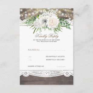 Blanc Floral Rustique Chic Wedding RSVP