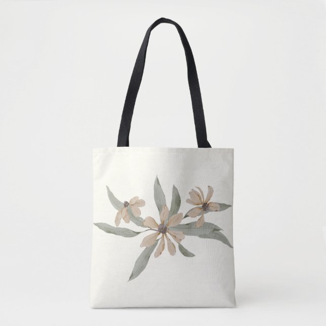 Blanc floral, Sac fourre-tout Fleur sauvage (Devant)