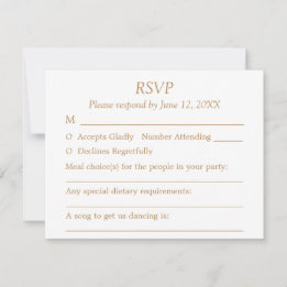 Blanc Golden Beige Choix d'hôtes Mariage Carte RSV