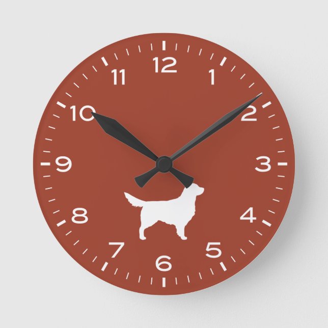 Blanc Golden Retriever Chien Silhouette Horloge ro (Recto)