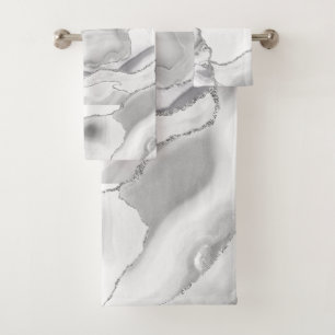 Blanc Gris Argent Paillettes Agate Élégant