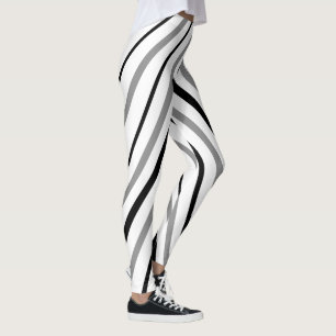Blanc Gris noir Chevron Grille Motif Leggings