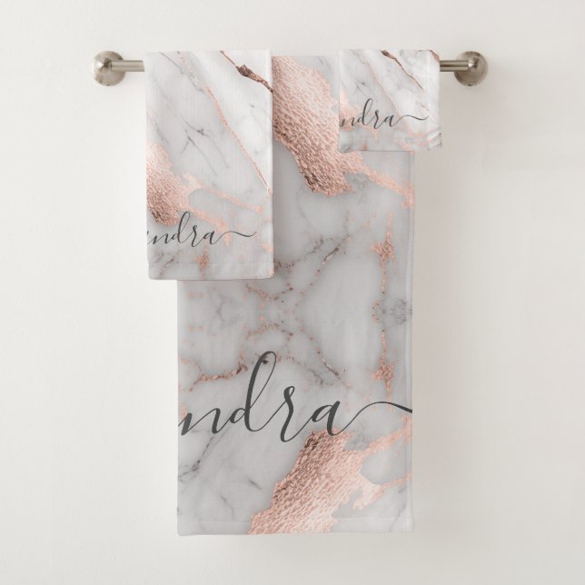 Blanc Gris Rose Rose Or Marbre élégant moderne (En situation)