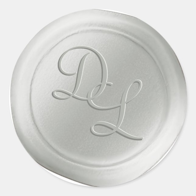 Blanc ivoire 2 lettres Monogramme Stickers cire (Devant)